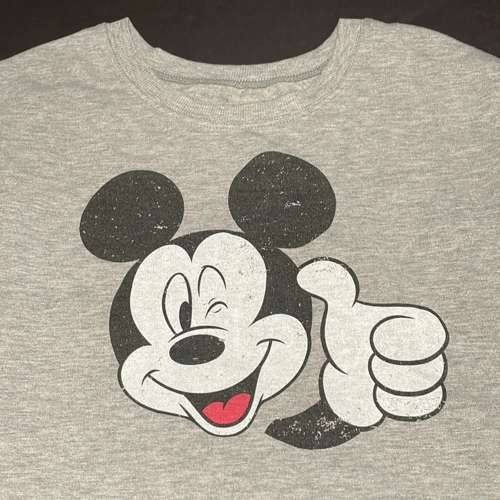 DISNEY Mickey Mouse gray scoop neck sweater in women’s size small - Picture 4 of 5